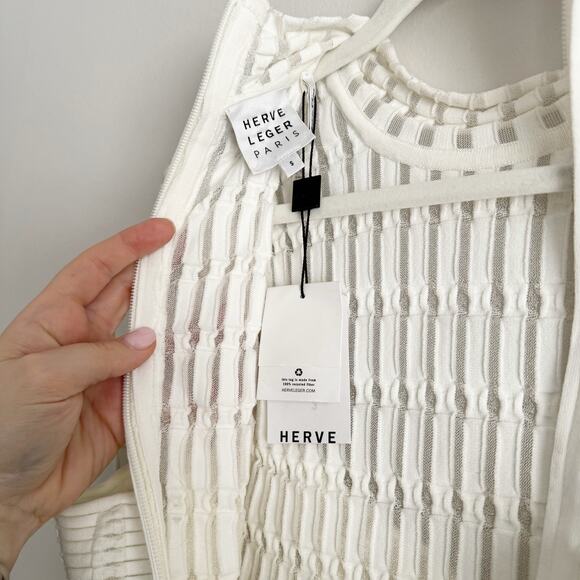 Herve Leger Bandage Burnout Bandage Mini Dress White - Cream Size Small - Picture 5 of 10